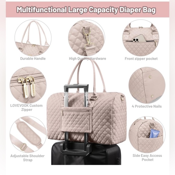 Diaper Bag Tote w/Pacifier Case & Changing Pad.Large Capacity *Brand New w/Tags - Picture 4 of 16